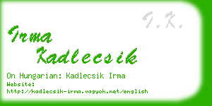 irma kadlecsik business card